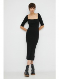φόρεμα από μείγμα μαλλιού calvin klein χρώμα: μαύρο, 54% βαμβάκι, 39% πολυαμίδη, 7% μαλλί