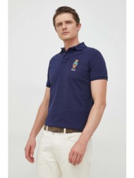 βαμβακερό μπλουζάκι πόλο polo ralph lauren χρώμα: ναυτικό μπλε 100% βαμβάκι