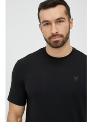 μπλουζάκι guess , χρώμα: μαύρο 48% βαμβάκι, 47% modal, 5% σπαντέξ