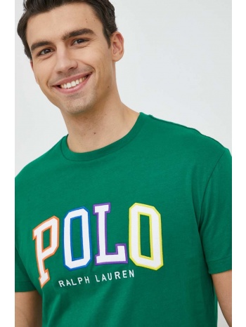 βαμβακερό μπλουζάκι polo ralph lauren , χρώμα πράσινο 100%