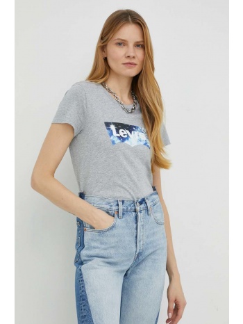 βαμβακερό μπλουζάκι levi`s χρώμα γκρι 100% βαμβάκι