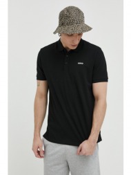 βαμβακερό μπλουζάκι πόλο hugo χρώμα: μαύρο 100% βαμβάκι