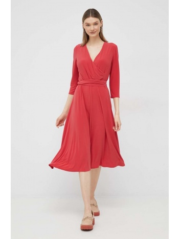 φόρεμα lauren ralph lauren χρώμα κόκκινο κύριο υλικό 95%