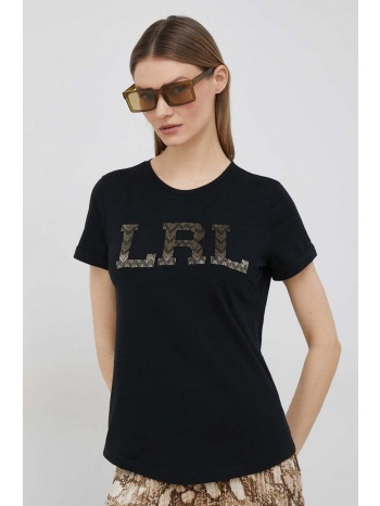 βαμβακερό μπλουζάκι lauren ralph lauren χρώμα μαύρο 100%