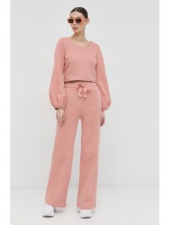 βαμβακερό παντελόνι guess χρώμα: ροζ 100% βαμβάκι