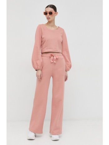 βαμβακερό παντελόνι guess χρώμα ροζ 100% βαμβάκι