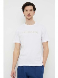 βαμβακερό μπλουζάκι trussardi χρώμα: άσπρο 100% βαμβάκι