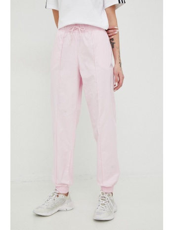 βαμβακερό παντελόνι adidas χρώμα ροζ 100% βαμβάκι