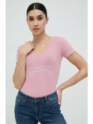 μπλουζάκι guess χρώμα: ροζ 95% βαμβάκι, 5% σπαντέξ