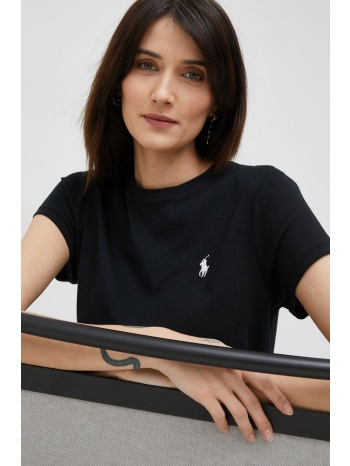 βαμβακερό μπλουζάκι polo ralph lauren χρώμα μαύρο