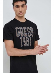 βαμβακερό μπλουζάκι guess χρώμα: μαύρο 100% βαμβάκι