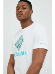 βαμβακερό μπλουζάκι columbia χρώμα: άσπρο 100% οργανικό βαμβάκι