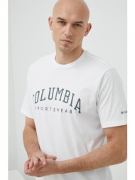 βαμβακερό μπλουζάκι columbia χρώμα: άσπρο 100% βαμβάκι