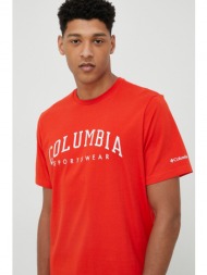 βαμβακερό μπλουζάκι columbia χρώμα: κόκκινο 100% βαμβάκι