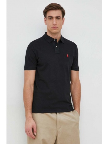 βαμβακερό μπλουζάκι πόλο polo ralph lauren χρώμα μαύρο