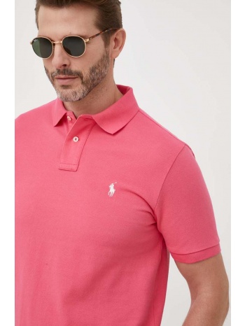 βαμβακερό μπλουζάκι πόλο polo ralph lauren χρώμα ροζ 100%