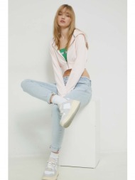 μπλούζα tommy jeans χρώμα: ροζ, με κουκούλα 55% βαμβάκι, 45% πολυεστέρας