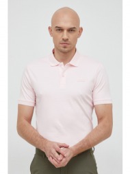 βαμβακερό μπλουζάκι πόλο calvin klein χρώμα: ροζ 100% βαμβάκι