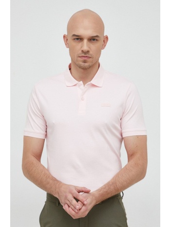 βαμβακερό μπλουζάκι πόλο calvin klein χρώμα ροζ 100%