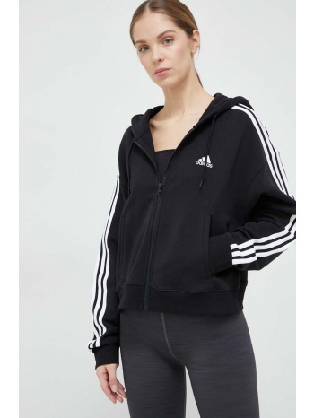 μπλούζα adidas χρώμα μαύρο, με κουκούλα κύριο υλικό 100%