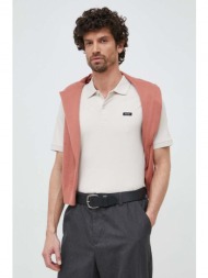 πόλο calvin klein χρώμα: μπεζ 96% βαμβάκι, 4% σπαντέξ