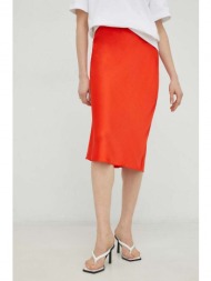 φούστα samsoe samsoe χρώμα: πορτοκαλί 58% ανακυκλωμένος πολυεστέρας, 42% πολυεστέρας