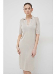 φόρεμα από μείγμα μαλλιού calvin klein χρώμα: μπεζ 80% lyocell, 20% μαλλί