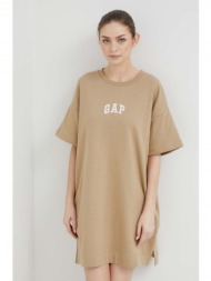 φόρεμα gap χρώμα: μπεζ 77% βαμβάκι, 23% πολυεστέρας