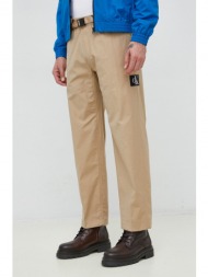 παντελόνι calvin klein jeans χρώμα: καφέ 60% βαμβάκι, 35% πολυαμίδη, 5% σπαντέξ