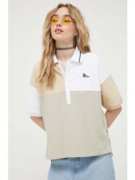 βαμβακερό μπλουζάκι πόλο converse χρώμα: μπεζ 100% βαμβάκι