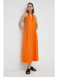 φόρεμα samsoe samsoe χρώμα: πορτοκαλί 64% lenzing ecovero βισκόζη, 36% πολυεστέρας