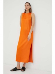 φόρεμα samsoe samsoe χρώμα: πορτοκαλί 64% lenzing ecovero βισκόζη, 36% πολυεστέρας