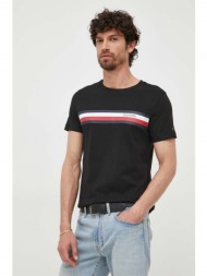 βαμβακερό μπλουζάκι tommy hilfiger χρώμα: μαύρο 100% βαμβάκι
