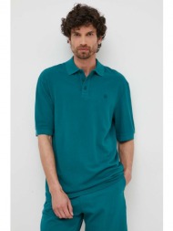 βαμβακερό μπλουζάκι πόλο united colors of benetton χρώμα: πράσινο 100% βαμβάκι
