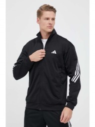 φούτερ προπόνησης adidas performance 3-stripes χρώμα: μαύρο 100% ανακυκλωμένος πολυεστέρας