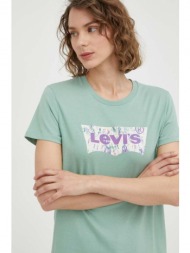 βαμβακερό μπλουζάκι levi`s χρώμα: πράσινο 100% βαμβάκι