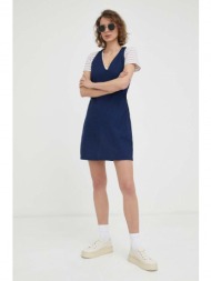 βαμβακερό φόρεμα g-star raw χρώμα: ναυτικό μπλε 100% οργανικό βαμβάκι