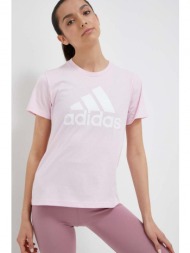 βαμβακερό μπλουζάκι adidas χρώμα: ροζ 100% βαμβάκι