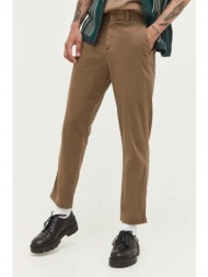 παντελόνι με λινό μείγμα abercrombie & fitch χρώμα: καφέ 78% βαμβάκι, 21% λινάρι, 1% σπαντέξ