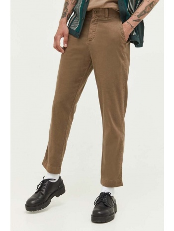 παντελόνι με λινό μείγμα abercrombie & fitch χρώμα καφέ