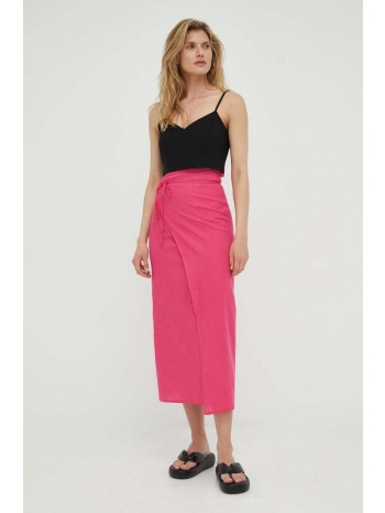 λινή φούστα résumé χρώμα ροζ 80% λινάρι, 20% βαμβάκι