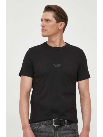 βαμβακερό μπλουζάκι guess χρώμα μαύρο 50% βαμβάκι, 50%