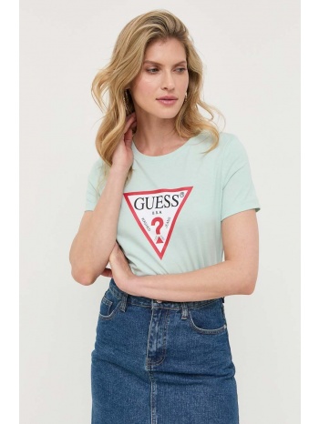 βαμβακερό μπλουζάκι guess χρώμα πράσινο 100% βαμβάκι