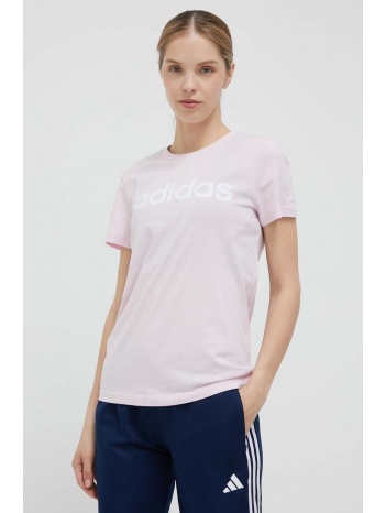 βαμβακερό μπλουζάκι adidas χρώμα ροζ 100% βαμβάκι