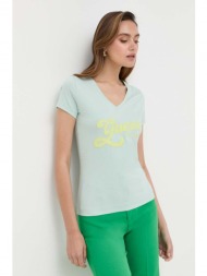 μπλουζάκι guess χρώμα: πράσινο 95% βαμβάκι, 5% σπαντέξ