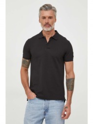 βαμβακερό μπλουζάκι πόλο calvin klein jeans χρώμα: μαύρο 100% βαμβάκι