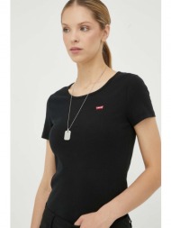 μπλουζάκι levi`s χρώμα: μαύρο 96% βαμβάκι, 4% σπαντέξ