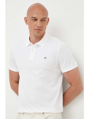 βαμβακερό μπλουζάκι πόλο gant χρώμα άσπρο κύριο υλικό