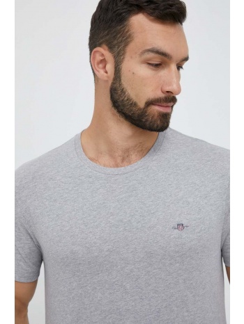 βαμβακερό μπλουζάκι gant χρώμα γκρι 100% βαμβάκι