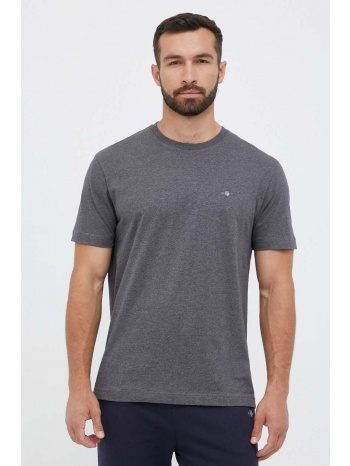βαμβακερό μπλουζάκι gant χρώμα γκρι 100% βαμβάκι